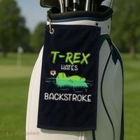 Trex Hates Backstroke Funny Swimming Dinosaur Gift Golf Towel thumb 2