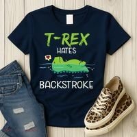 Trex Hates Backstroke Funny Swimming Dinosaur Gift Women's T-Shirt thumb 3