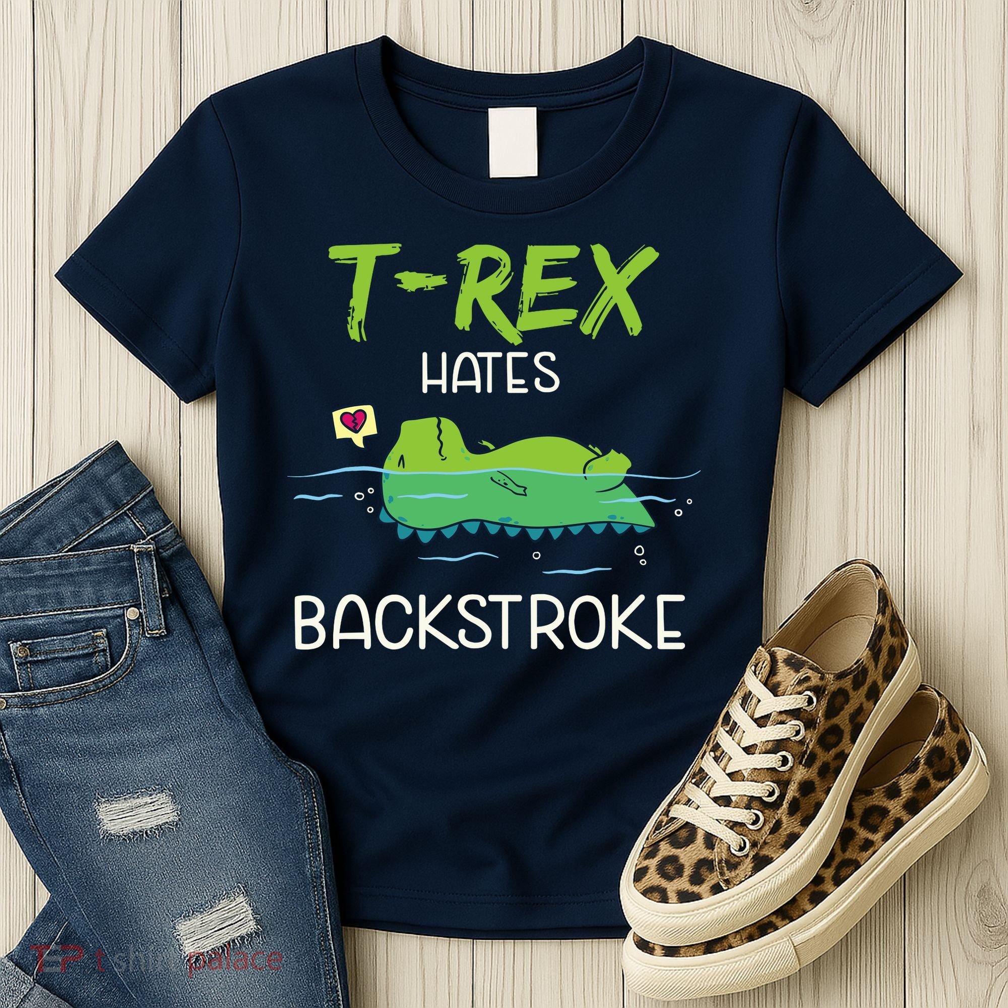 Trex Hates Backstroke Funny Swimming Dinosaur Gift Women's T-Shirt