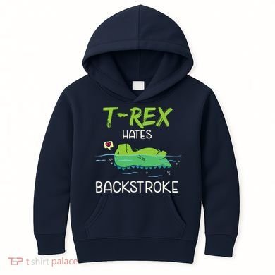 Trex Hates Backstroke Funny Swimming Dinosaur Gift Kids Hoodie