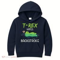 Trex Hates Backstroke Funny Swimming Dinosaur Gift Kids Hoodie thumb 0