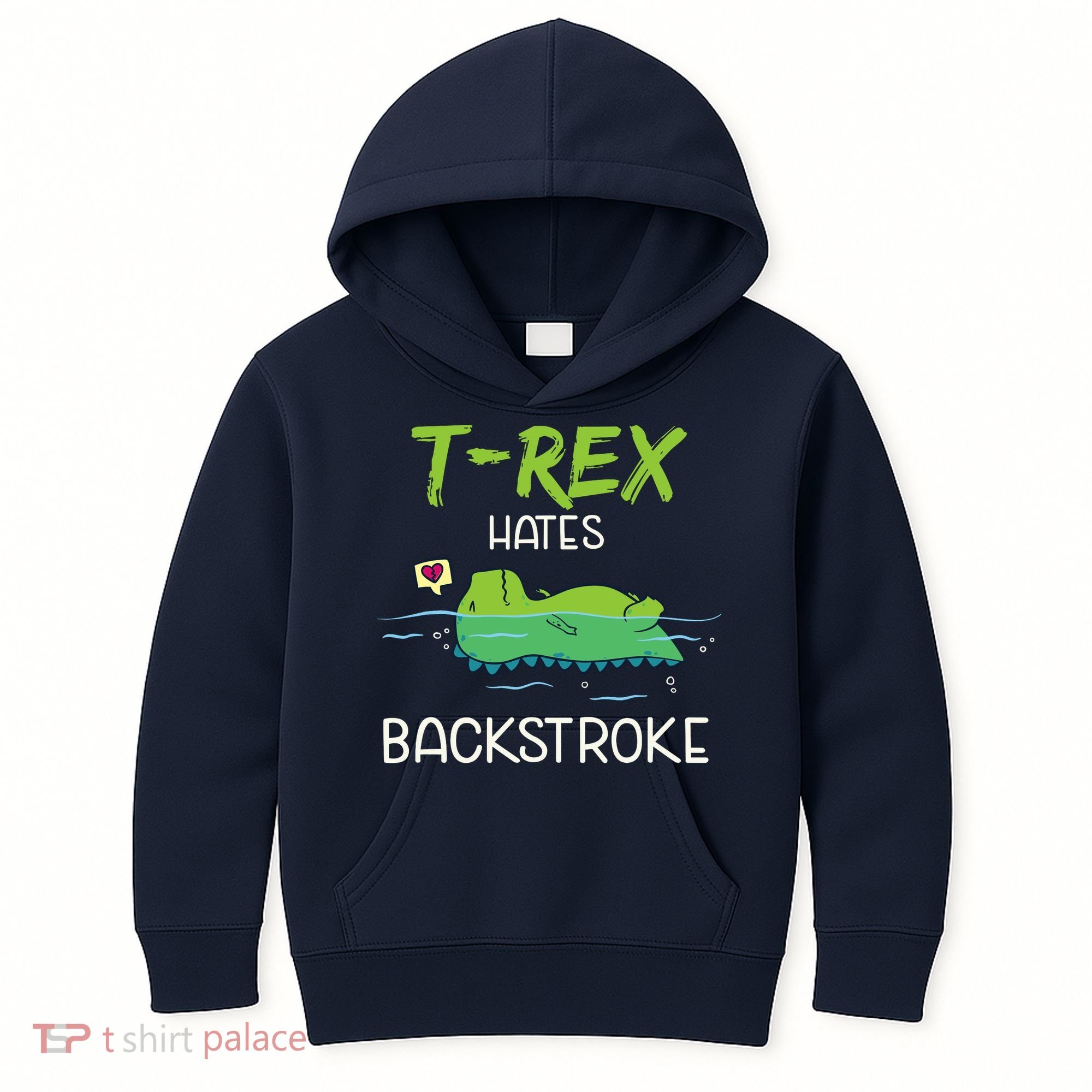 Trex Hates Backstroke Funny Swimming Dinosaur Gift Kids Hoodie