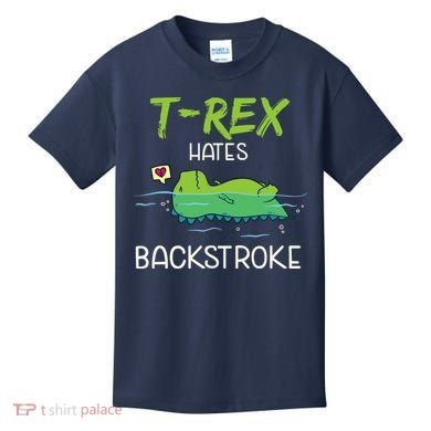 Trex Hates Backstroke Funny Swimming Dinosaur Gift Kids T-Shirt