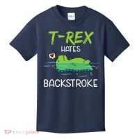 Trex Hates Backstroke Funny Swimming Dinosaur Gift Kids T-Shirt thumb 0