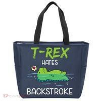 Trex Hates Backstroke Funny Swimming Dinosaur Gift Tote Bag thumb 0