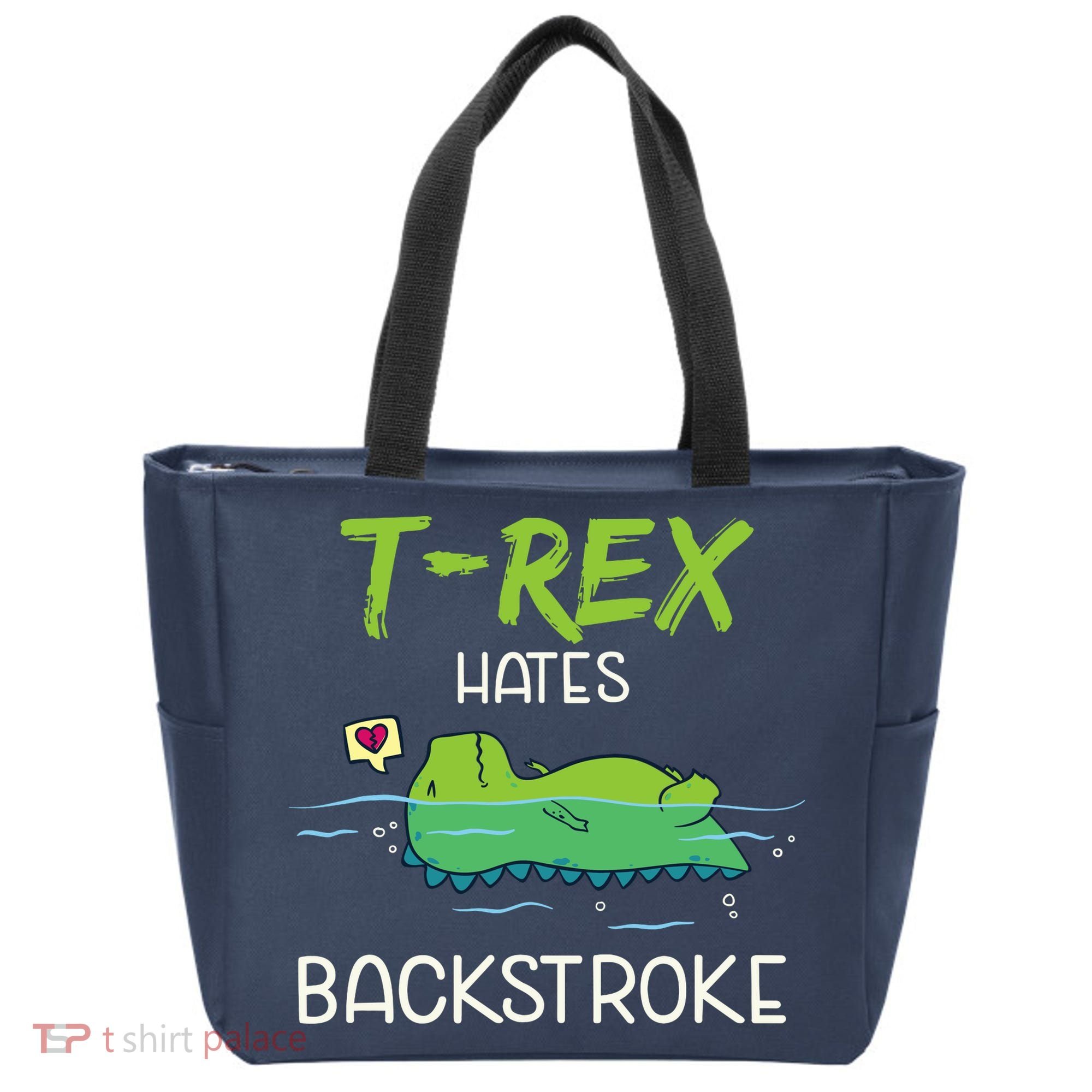 Trex Hates Backstroke Funny Swimming Dinosaur Gift Tote Bag