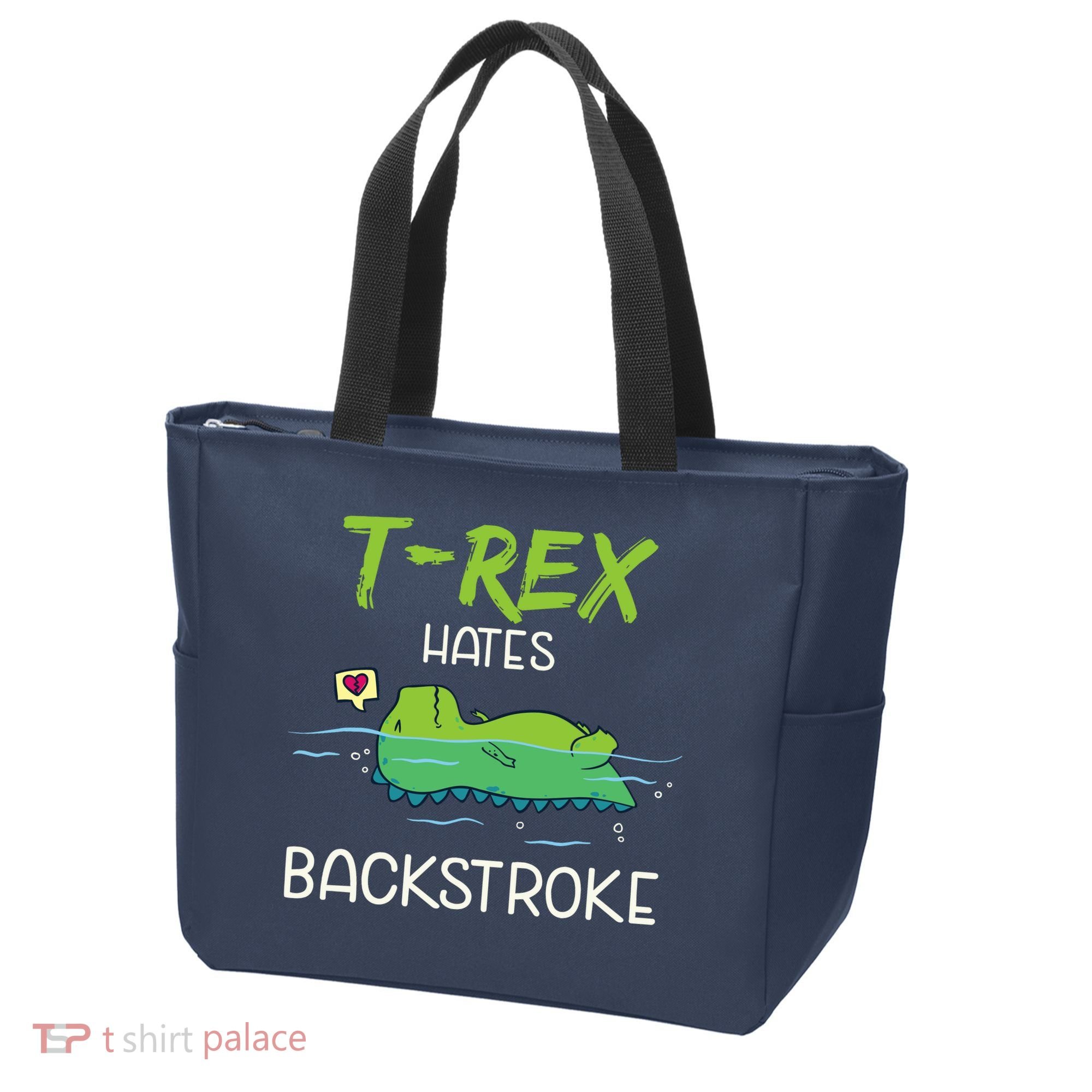 Trex Hates Backstroke Funny Swimming Dinosaur Gift Tote Bag