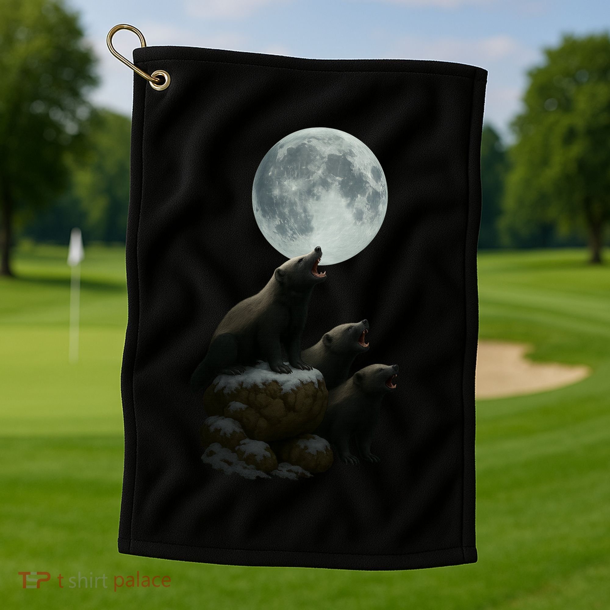 Three Honey Badgers Moon Golf Towel