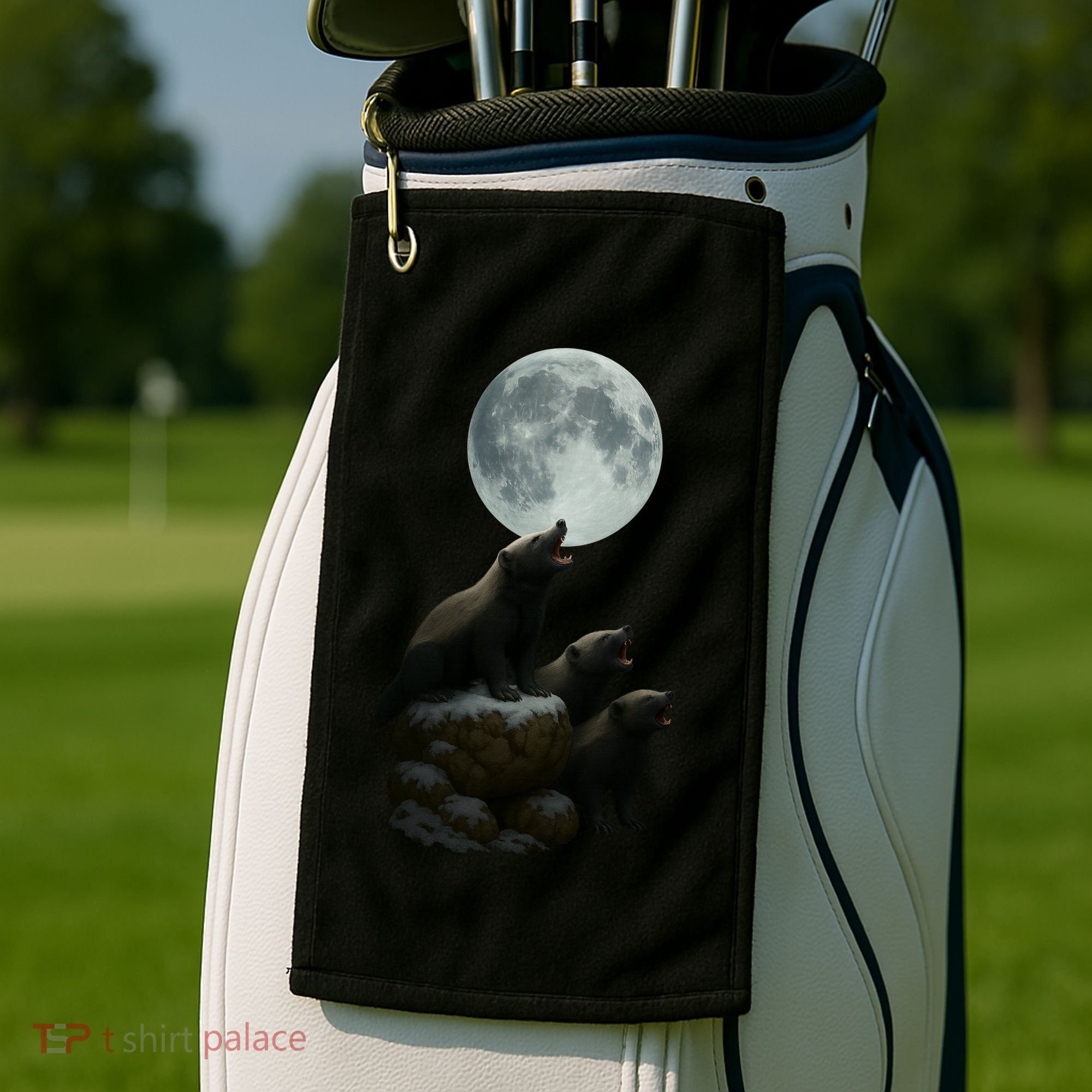 Three Honey Badgers Moon Golf Towel