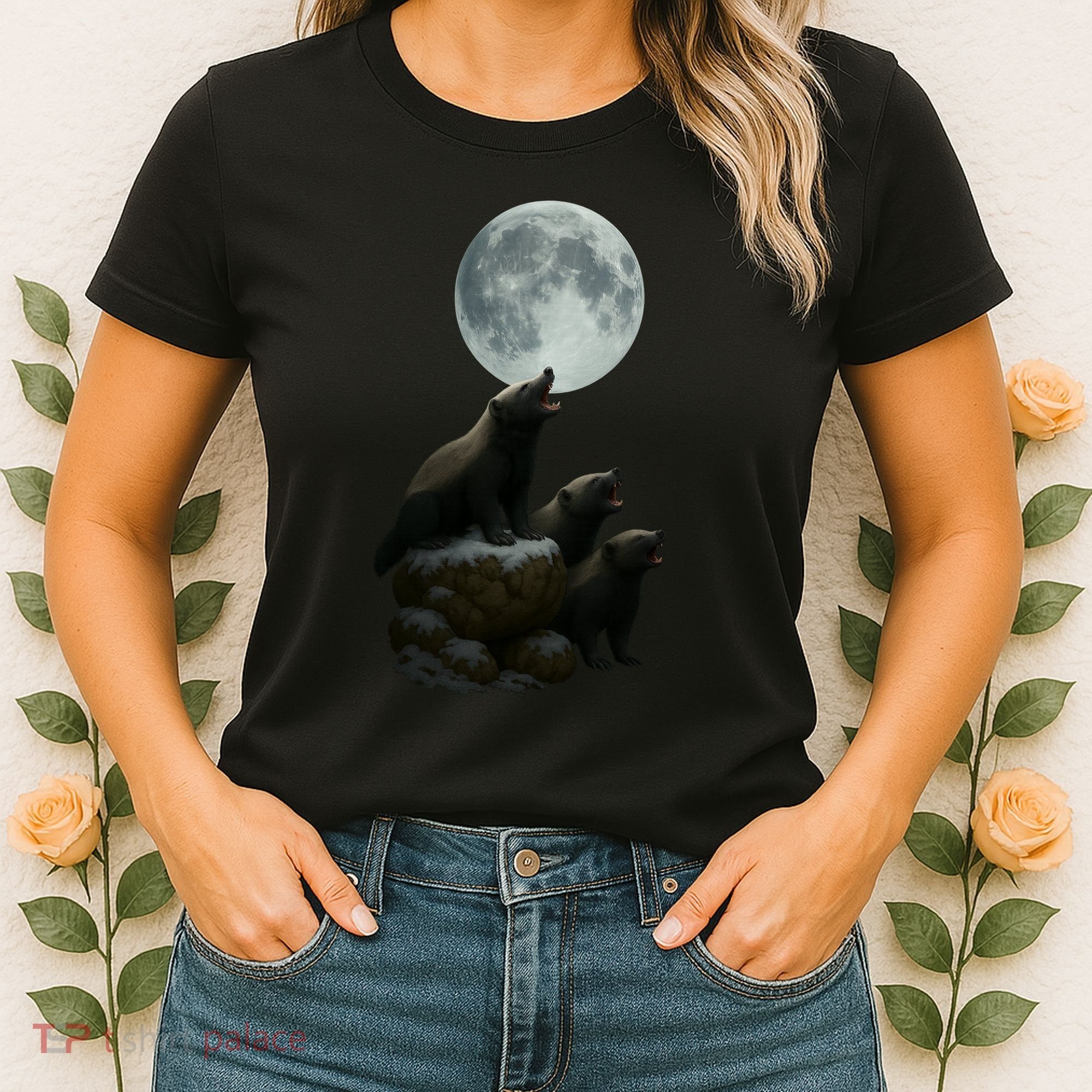Three Honey Badgers Moon Women's T-Shirt