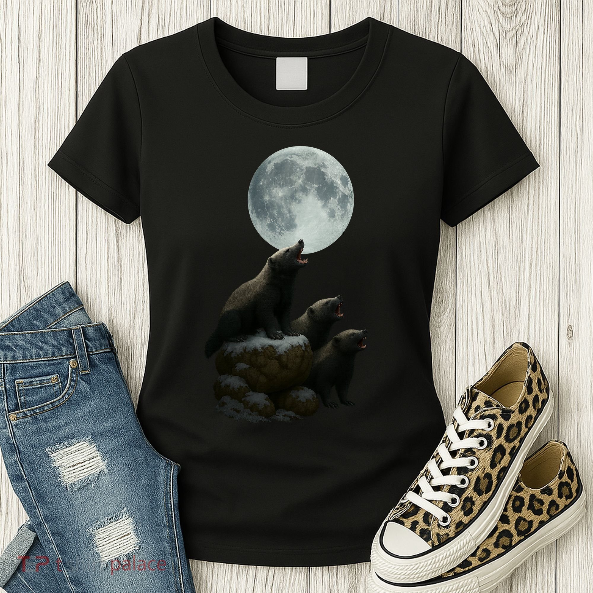 Three Honey Badgers Moon Women's T-Shirt