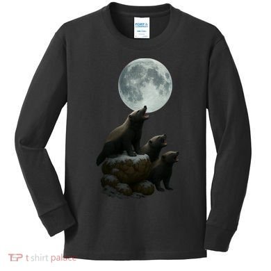 Three Honey Badgers Moon Kids Long Sleeve Shirt