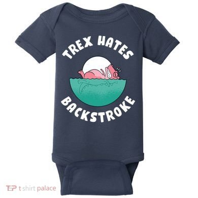 Trex Hates Backstroke Baby Bodysuit