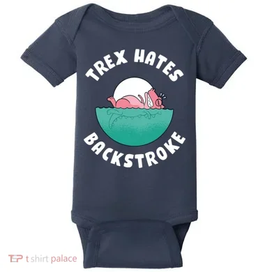 Trex Hates Backstroke Baby Bodysuit