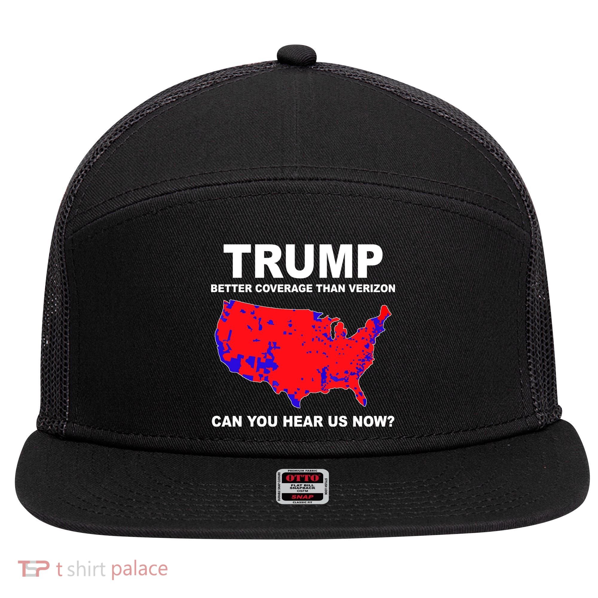 Trump Has Better Coverage Than Verizon Red Wave Us Map 7 Panel Mesh Trucker Snapback Hat