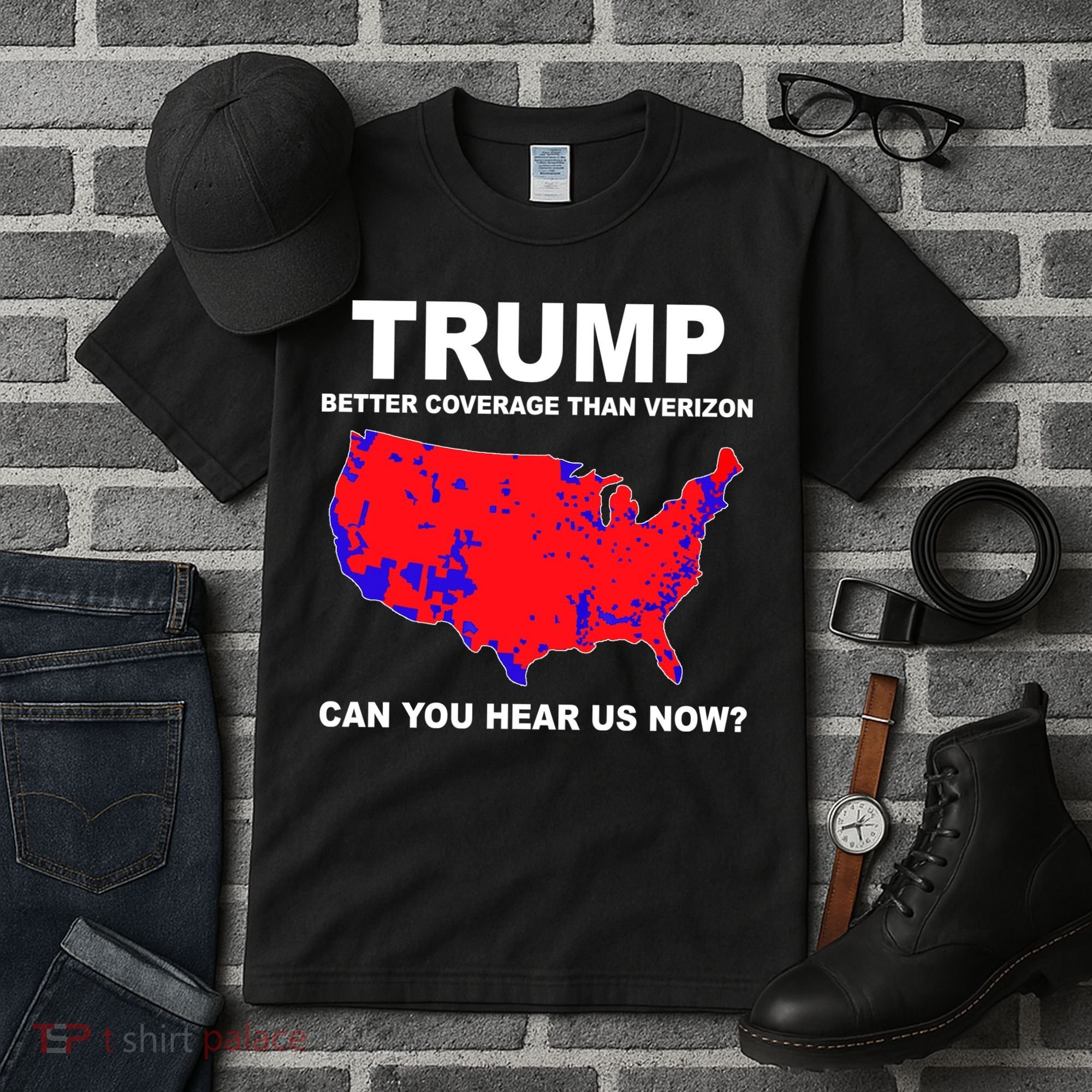 Trump Has Better Coverage Than Verizon Red Wave Us Map Tall T-Shirt