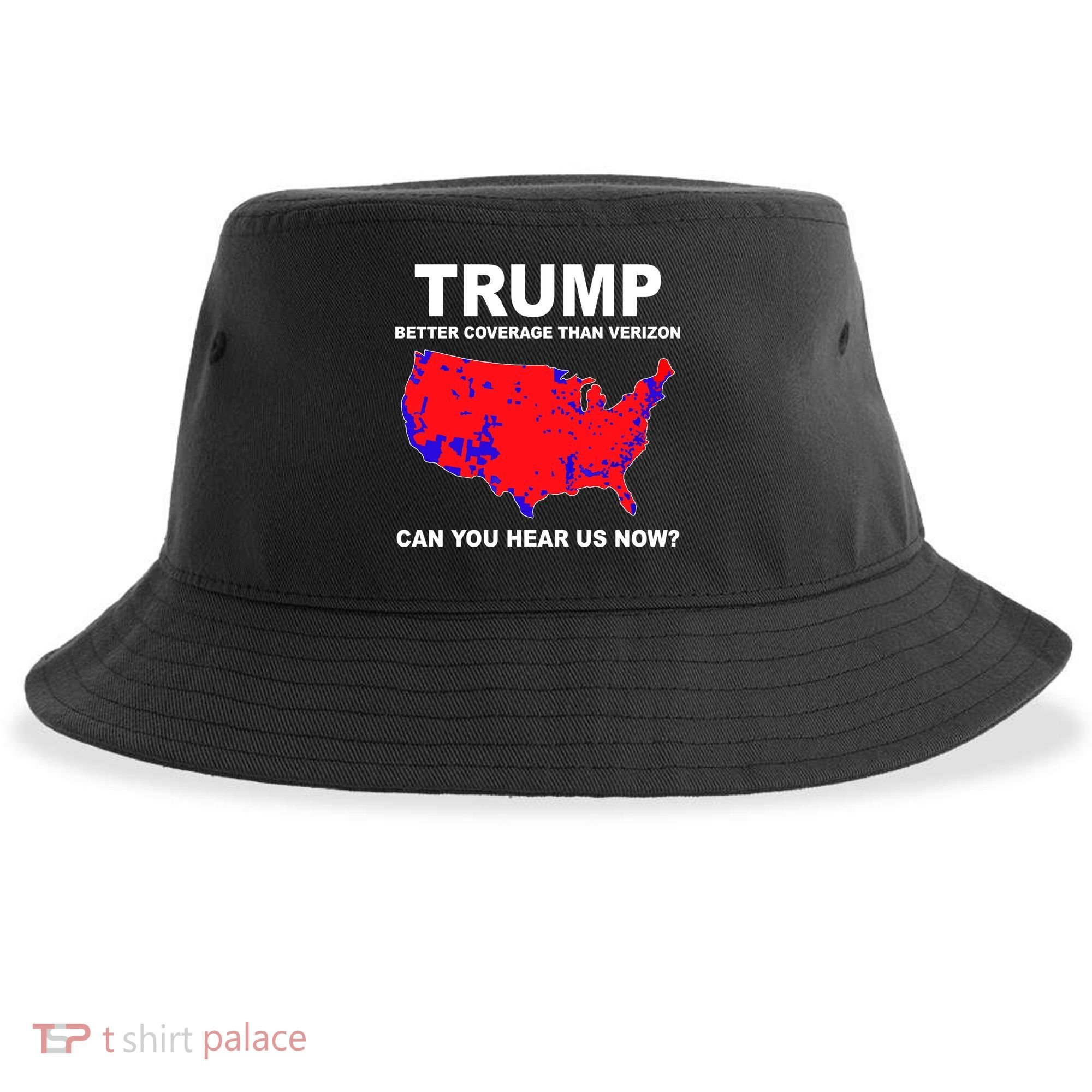 Trump Has Better Coverage Than Verizon Red Wave Us Map Sustainable Bucket Hat