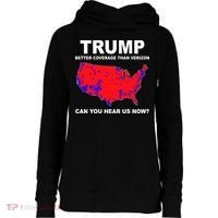 Trump Has Better Coverage Than Verizon Red Wave Us Map Womens Funnel Neck Pullover Hood thumb 0
