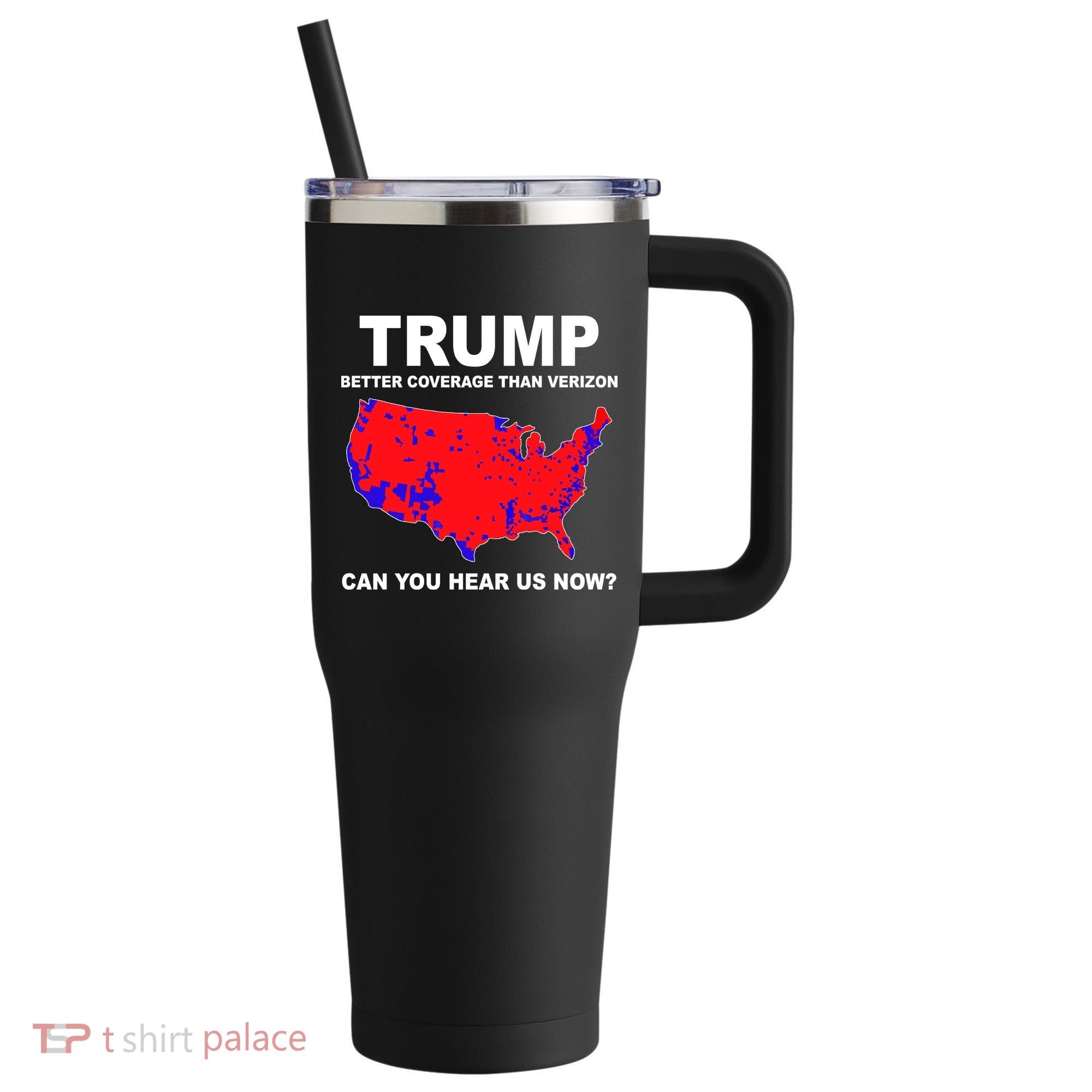 Trump Has Better Coverage Than Verizon Red Wave Us Map 40oz Vacuum Insulated Stainless Steel Travel Tumbler