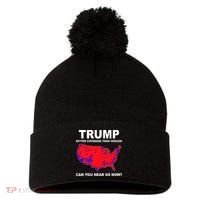 Trump Has Better Coverage Than Verizon Red Wave Us Map Pom Pom 12in Knit Beanie thumb 0