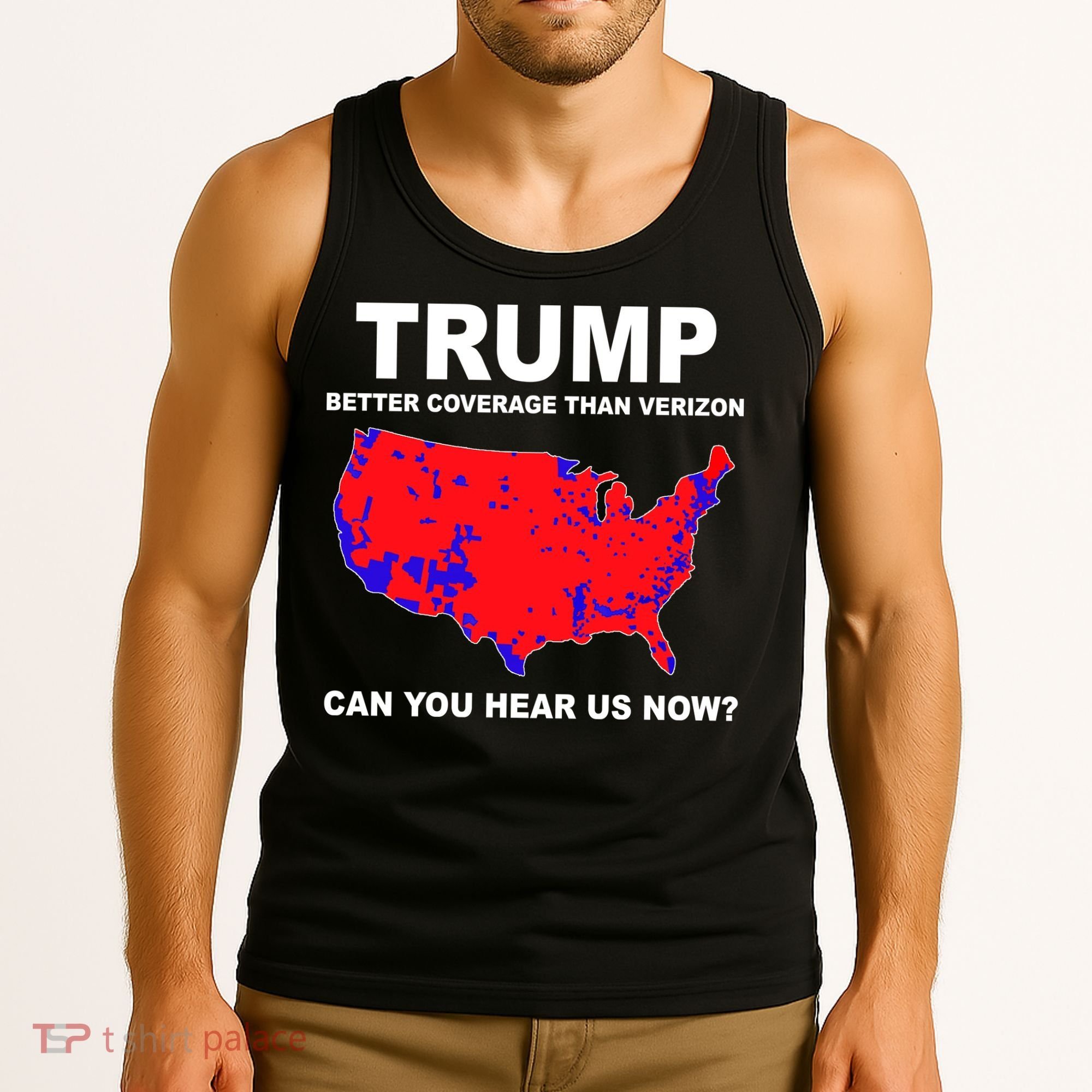 Trump Has Better Coverage Than Verizon Red Wave Us Map Tank Top