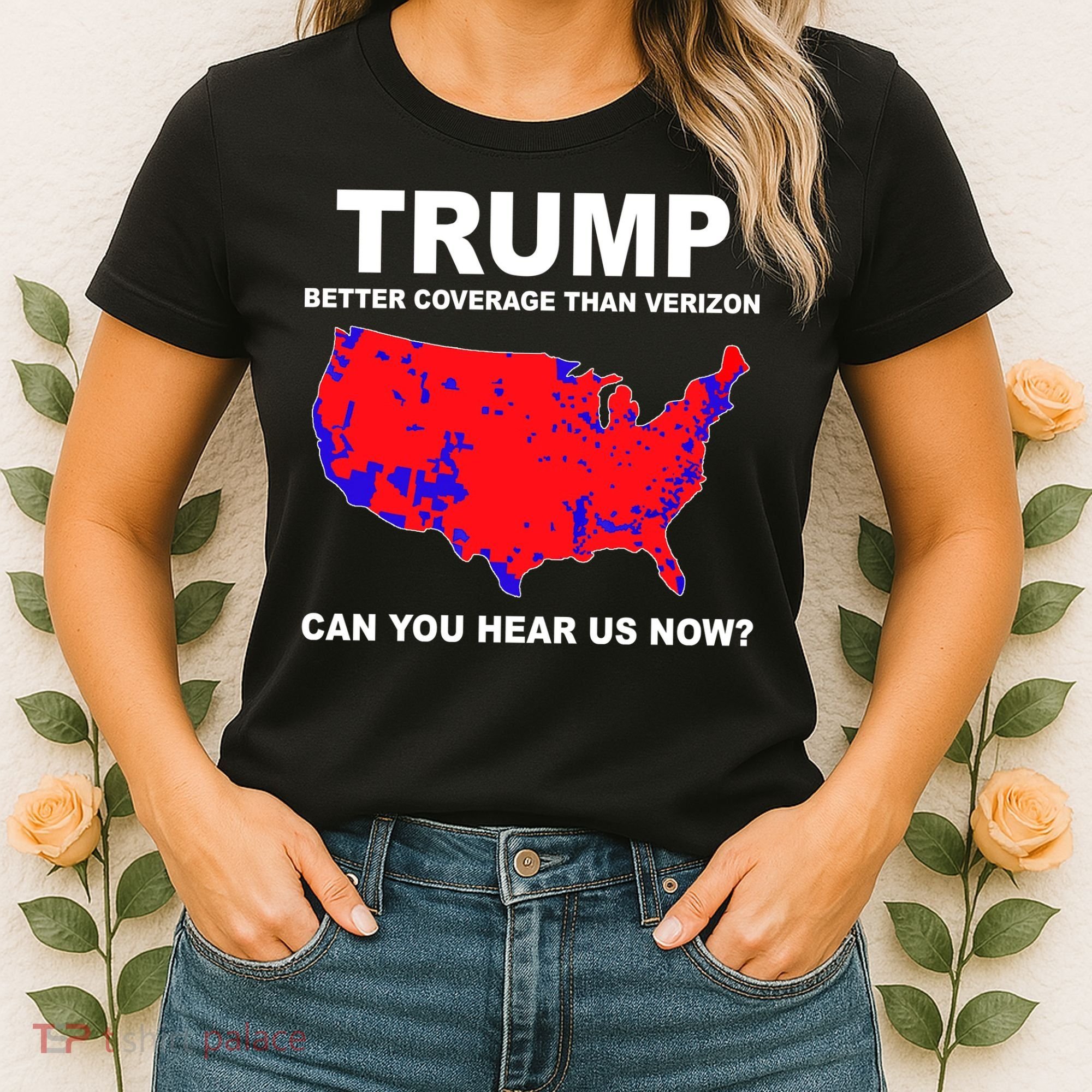Trump Has Better Coverage Than Verizon Red Wave Us Map Women's T-Shirt