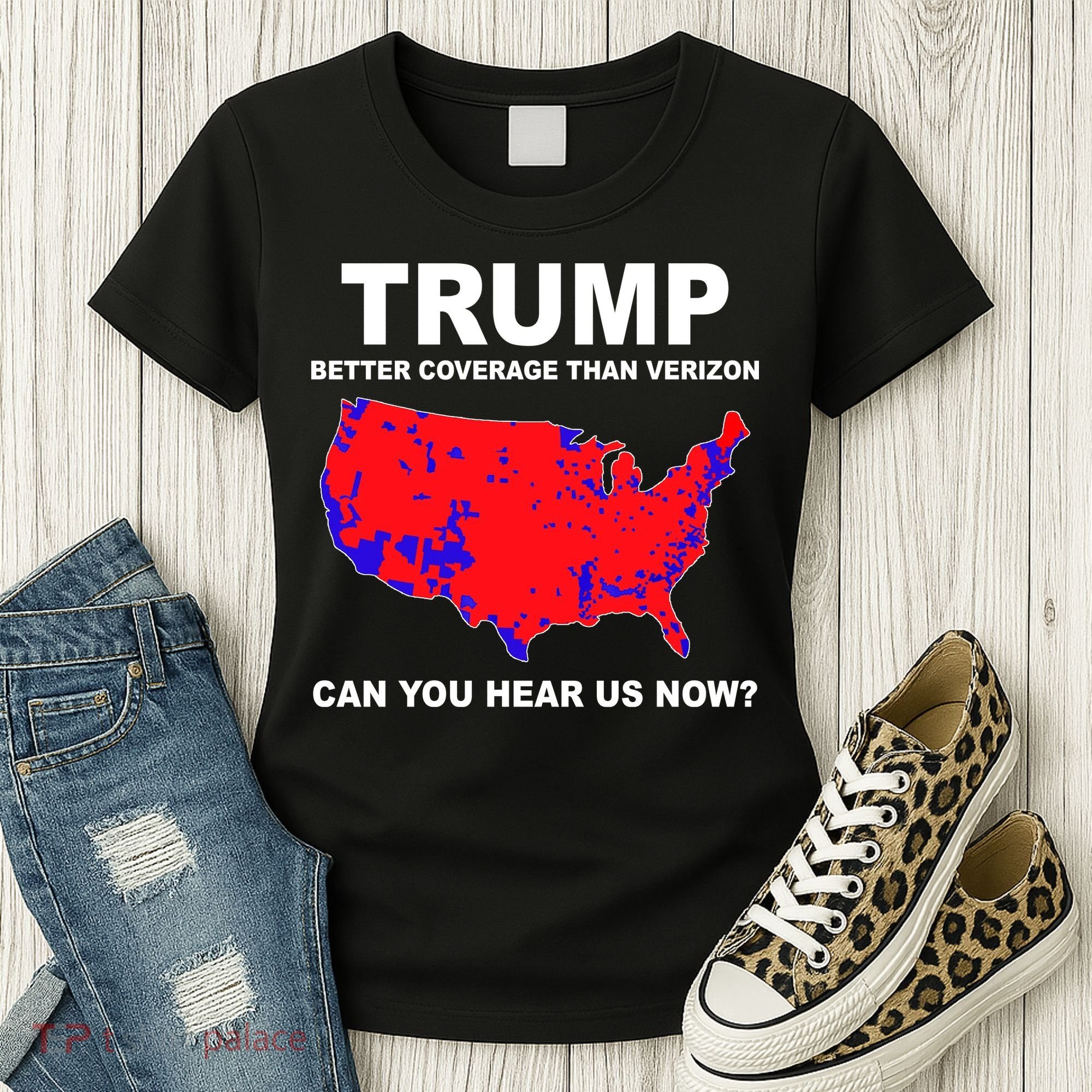 Trump Has Better Coverage Than Verizon Red Wave Us Map Women's T-Shirt