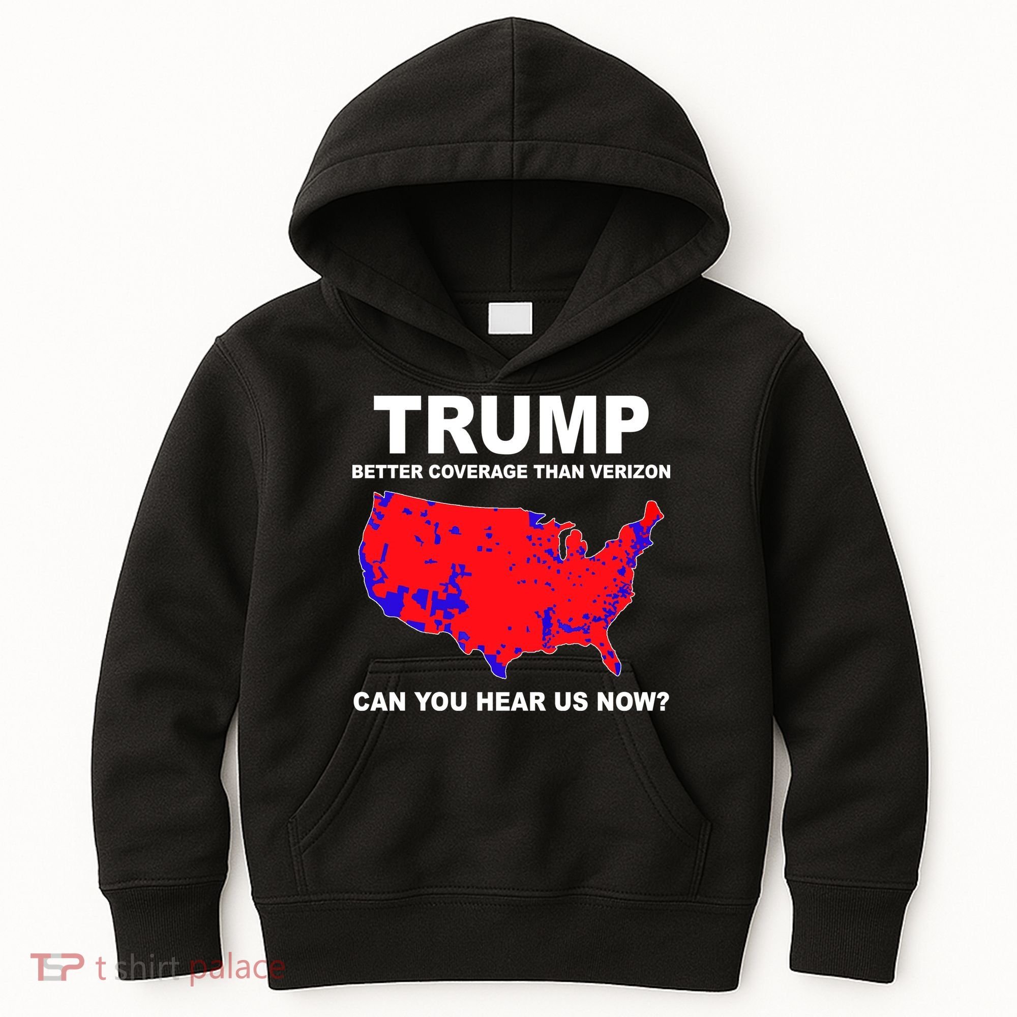 Trump Has Better Coverage Than Verizon Red Wave Us Map Kids Hoodie