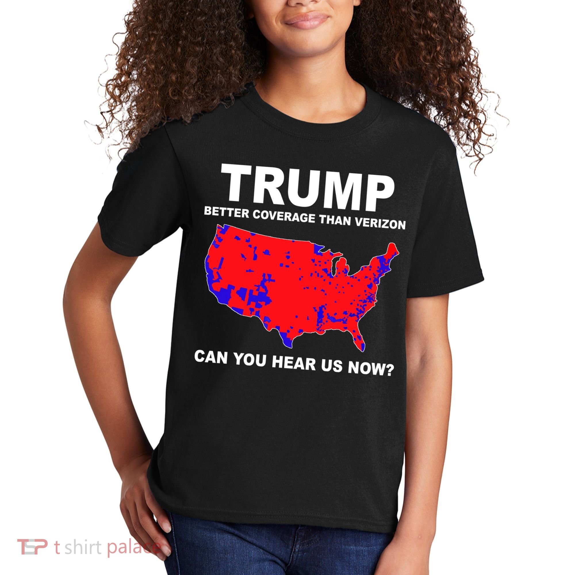 Trump Has Better Coverage Than Verizon Red Wave Us Map Kids T-Shirt
