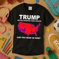 Trump Has Better Coverage Than Verizon Red Wave Us Map Kids T-Shirt thumb 3