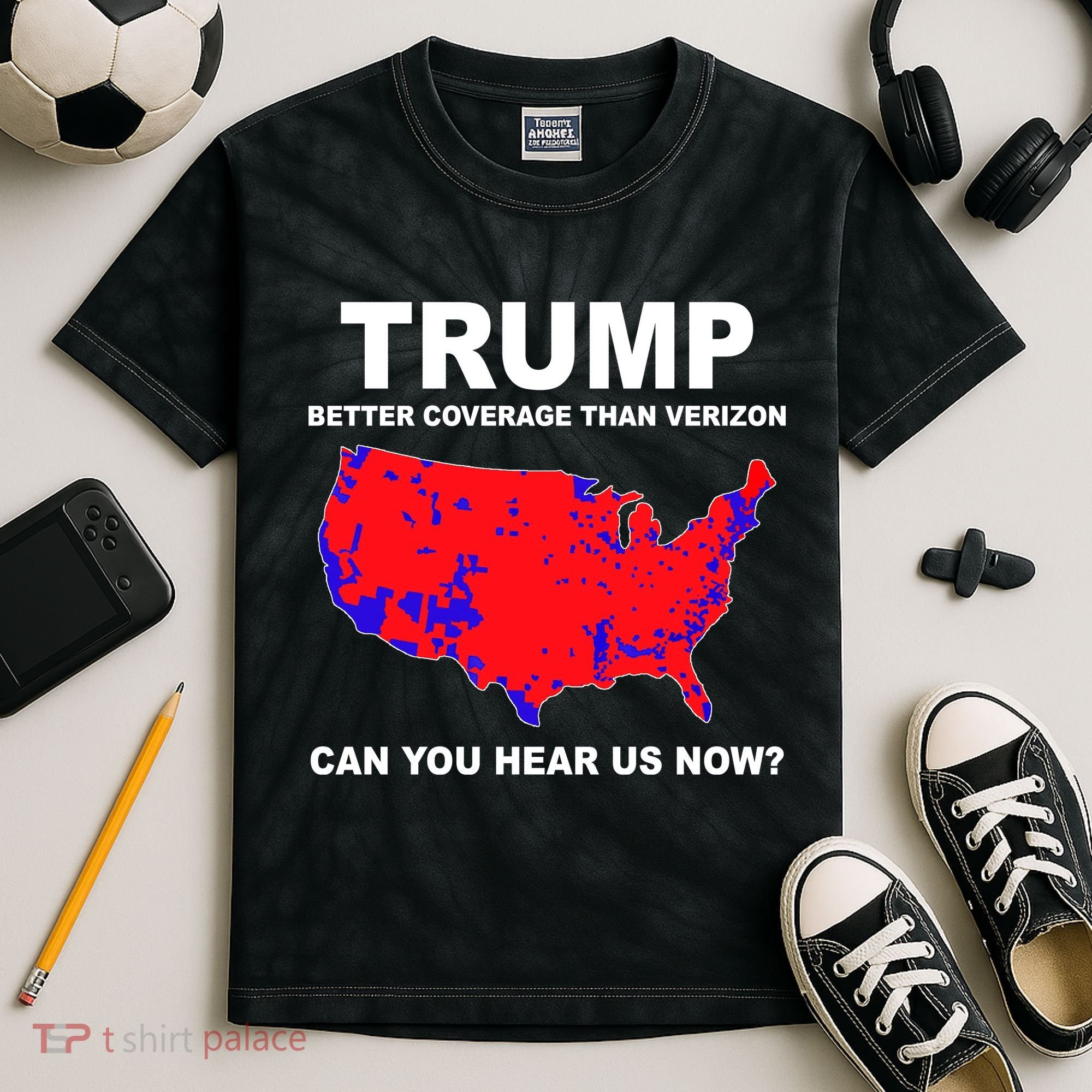 Trump Has Better Coverage Than Verizon Red Wave Us Map Kids Tie-Dye T-Shirt