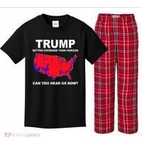 Trump Has Better Coverage Than Verizon Red Wave Us Map Kids Plaid Pajama Set thumb 0