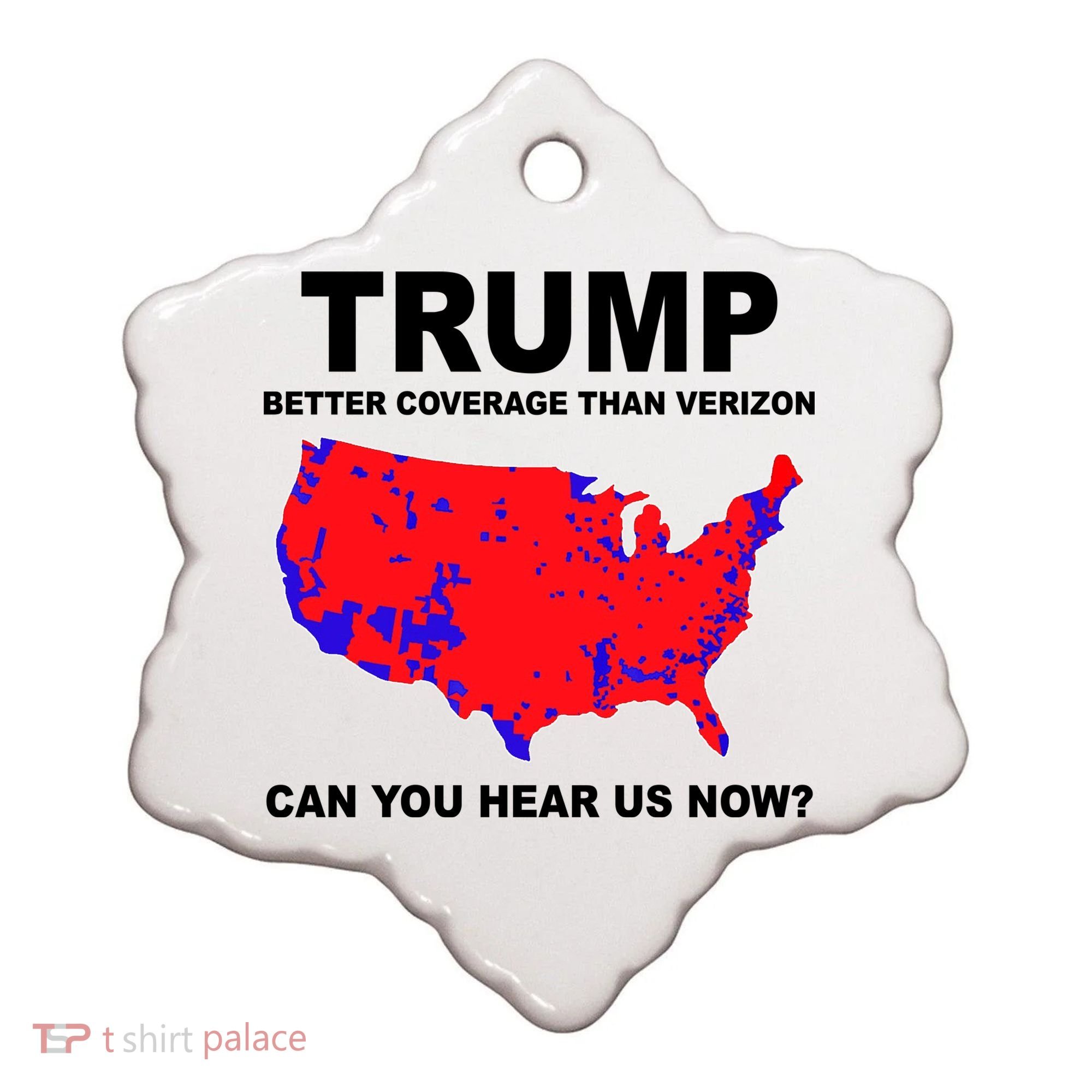 Trump Has Better Coverage Than Verizon Red Wave Us Map Ceramic Ornament