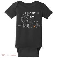 TRex Hates CPR Dinosaurs Funny Nurse Baby Bodysuit thumb 0