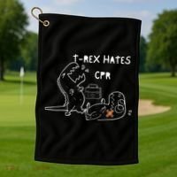 TRex Hates CPR Dinosaurs Funny Nurse Golf Towel thumb 1