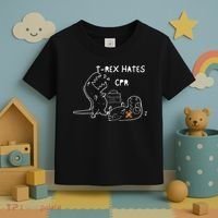 TRex Hates CPR Dinosaurs Funny Nurse Toddler T-Shirt thumb 3