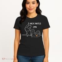 TRex Hates CPR Dinosaurs Funny Nurse Women's T-Shirt thumb 4
