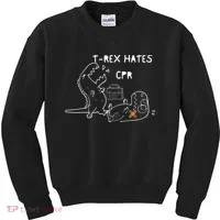 TRex Hates CPR Dinosaurs Funny Nurse Kids Sweatshirt thumb 0