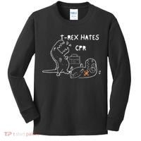 TRex Hates CPR Dinosaurs Funny Nurse Kids Long Sleeve Shirt thumb 0