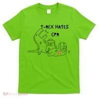 TRex Hates CPR Dinosaurs Funny Nurse T-Shirt thumb 0