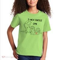 TRex Hates CPR Dinosaurs Funny Nurse Kids T-Shirt thumb 2