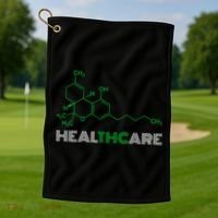 Thc Healthcare Cute Gift Thc Molecule Weed Cannabis Golf Towel thumb 1