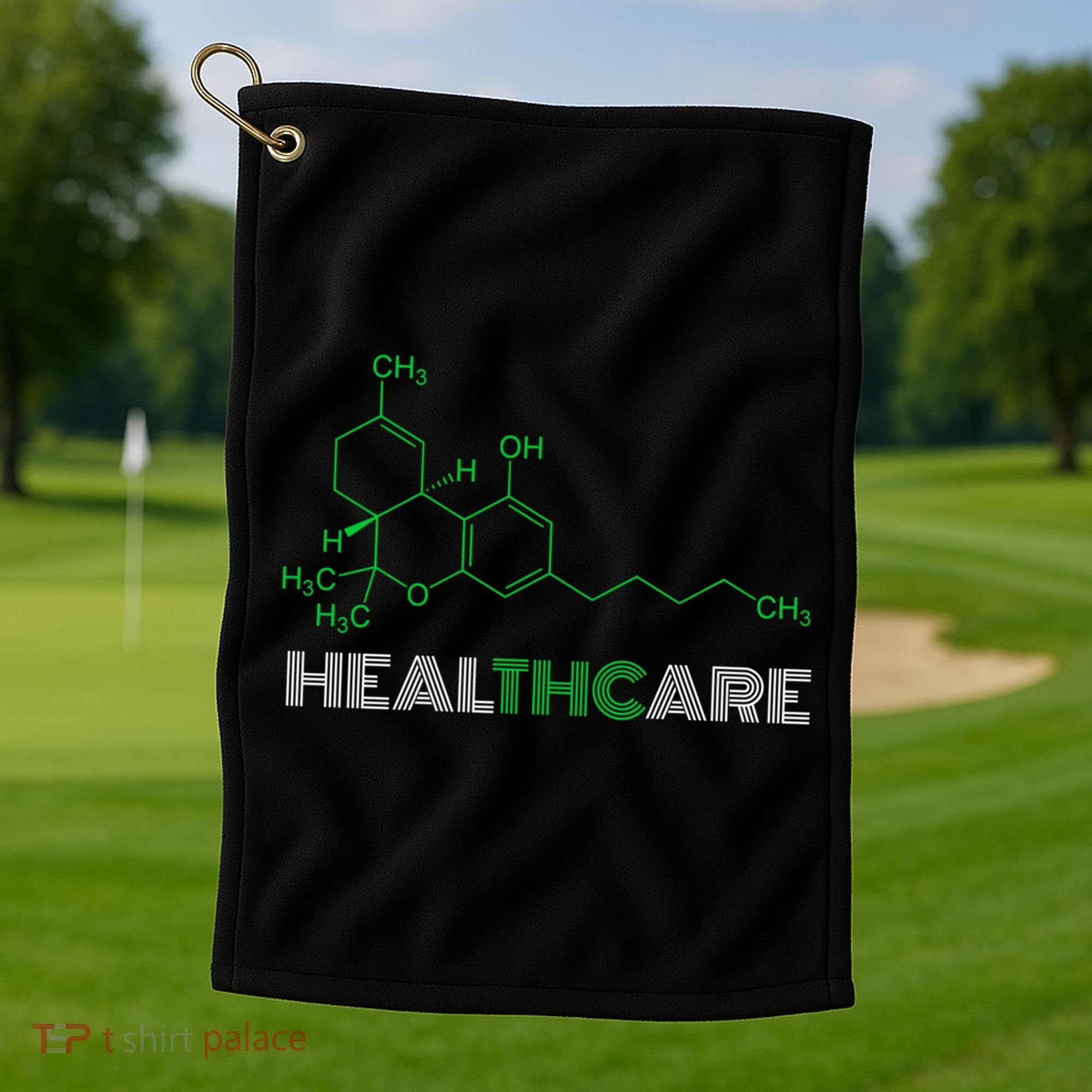 Thc Healthcare Cute Gift Thc Molecule Weed Cannabis Golf Towel