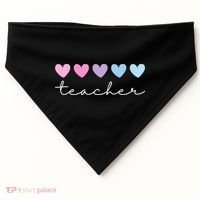 Teacher Hearts Cute Gift USA-Made Doggie Bandana thumb 0