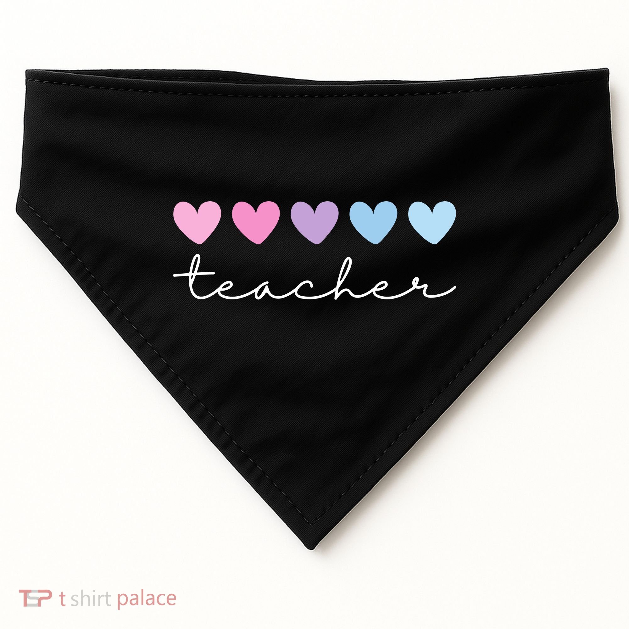 Teacher Hearts Cute Gift USA-Made Doggie Bandana