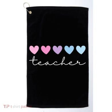 Teacher Hearts Cute Gift Golf Towel