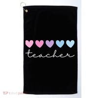 Teacher Hearts Cute Gift Golf Towel thumb 0