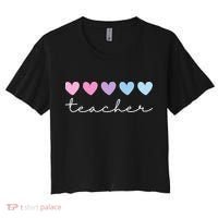 Teacher Hearts Cute Gift Women's Crop Top Tee thumb 0