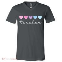 Teacher Hearts Cute Gift V-Neck T-Shirt thumb 0