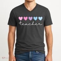 Teacher Hearts Cute Gift V-Neck T-Shirt thumb 2